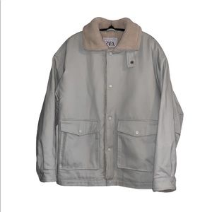 ZARA Men’s Utility Coat Shearling Lining Sz S